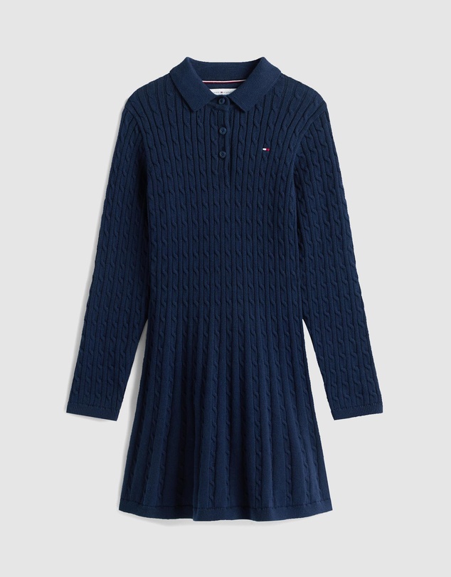 Tommy Hilfiger - Cable Knit Polo Collar Jumper Dress - Teens