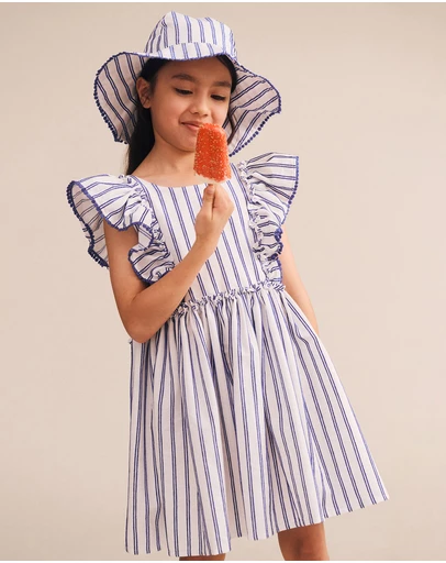 Huxbaby - Ocean Stripe Bow Back Dress - ICONIC EXCLUSIVE - Babies-Teens