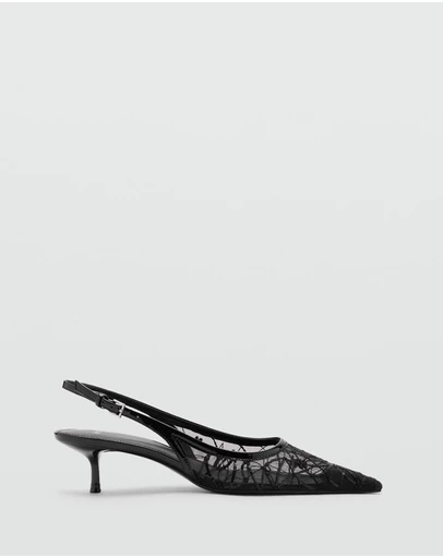 M.N.G - Kitten-Heel Shoes Embroidered with Sequins