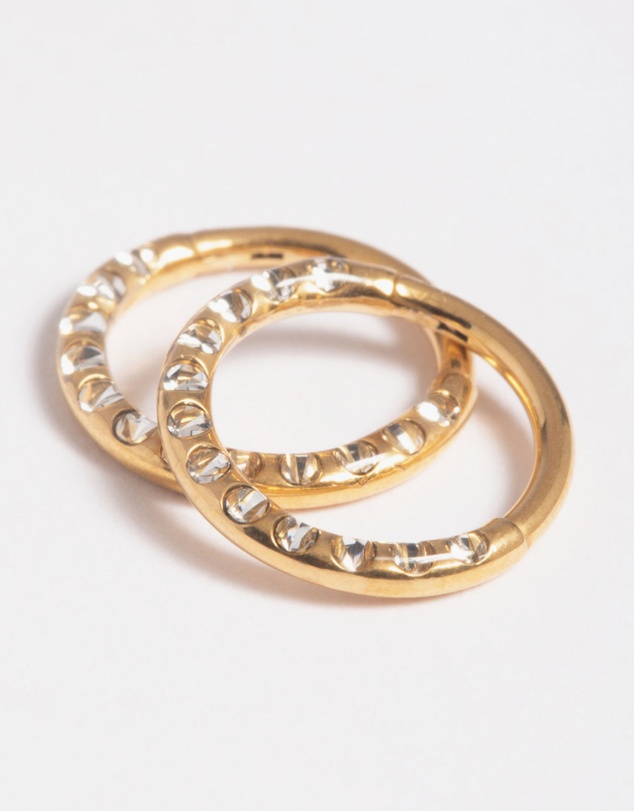 Lovisa - Gold Plated Surgical Steel Pave Hoop Earrings