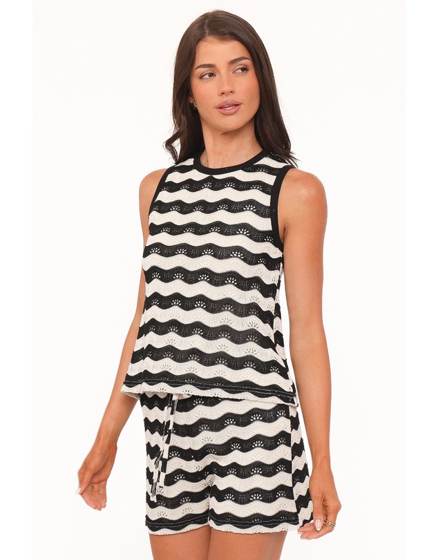Petal & Pup - Iveta Knit Short Set - Black/Cream Stripe