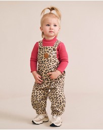 Huxbaby - Leopard Print Denim Overalls - Babies