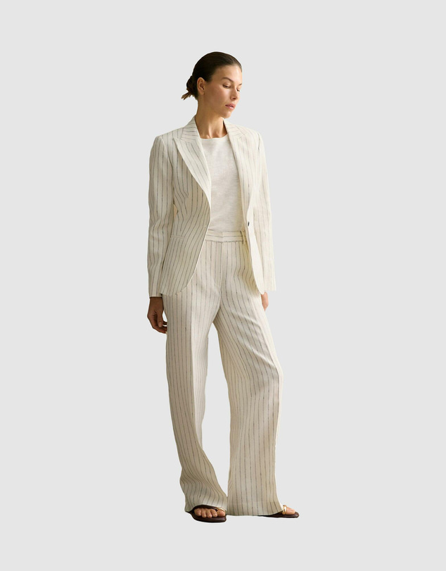 Trenery - Linen Dot Stripe Pant