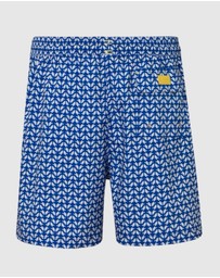 Tolu Australia - Mens Swimshorts with Blue Geometric Figures
