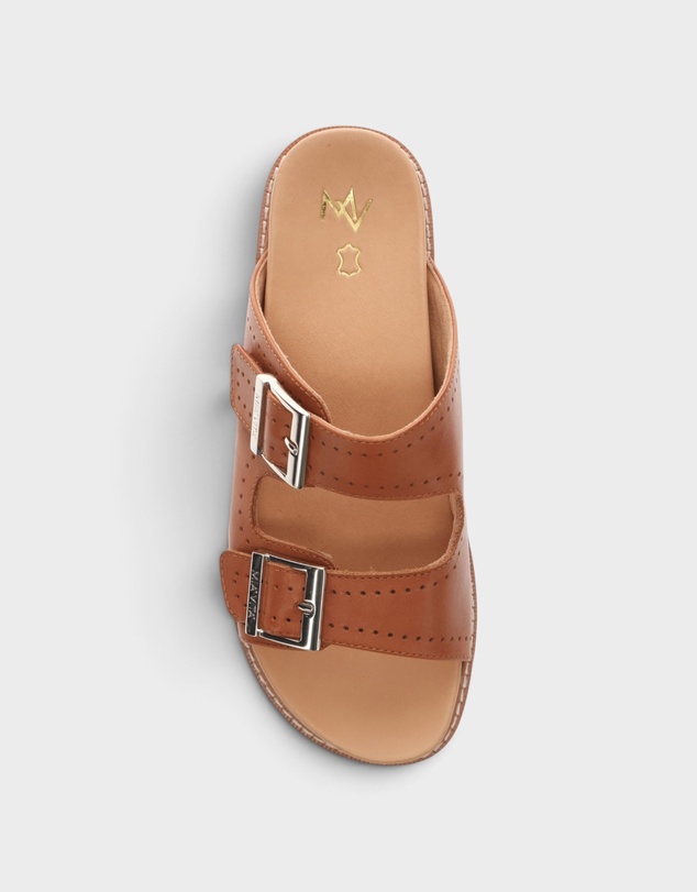 Mia Vita - Daisy Leather Slide - Tan