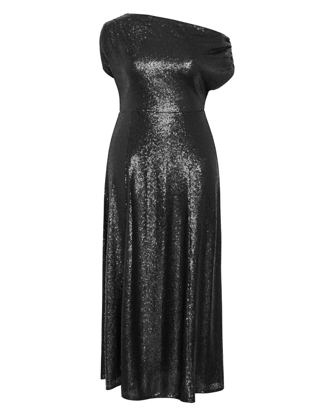 City Chic - Plus size Sequin Off Shoulder Maxi Dress - black