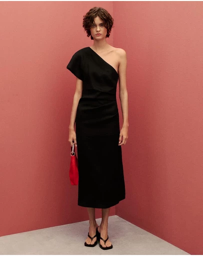 M.N.G - Rachel Asymmetrical Linen Dress