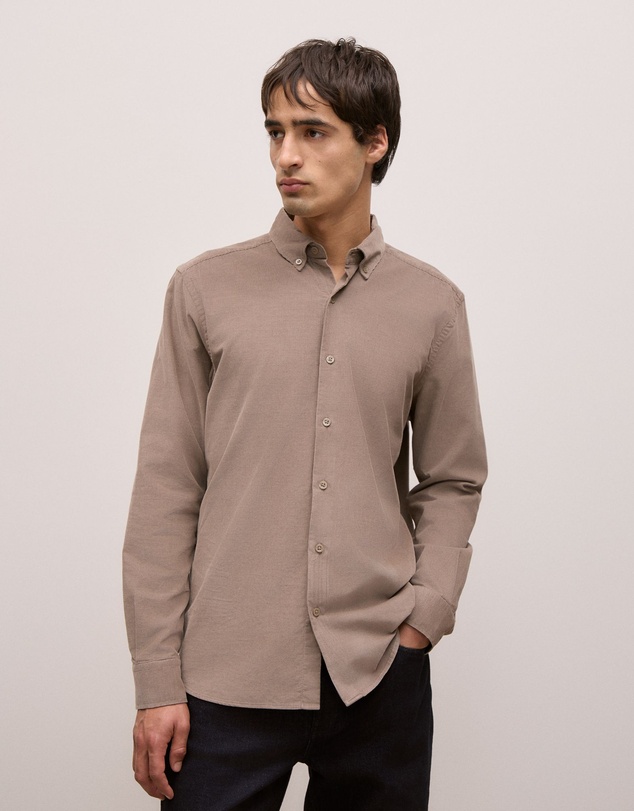Trenery - Regular Fit Cord Shirt in Cinder