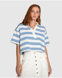 Belle & Bloom - School Boy V-Neck Cropped Polo Top