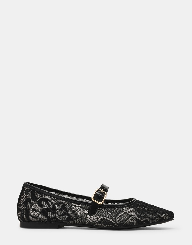 Steve Madden - Wildflower-L Black Lace Flats