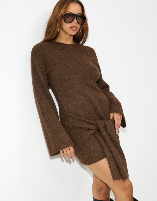 Dazie - Candice Waist Tie Knit Dress