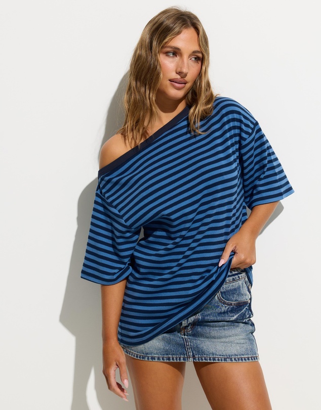 Dazie - Nostalgia Stripe Asymmetric Tee