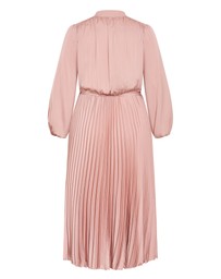 City Chic - Plus size Haley Long Sleeve Pleat Dress - dusty pink