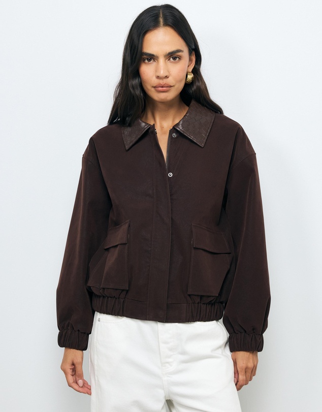 AERE - Adie Suede Look Bomber Jacket