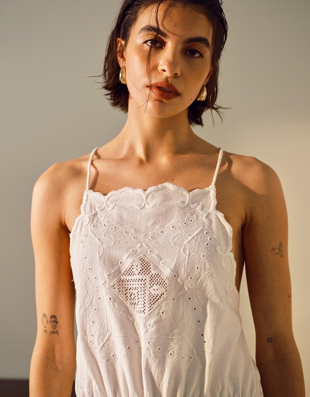 TOPSHOP - Heavy Embroidered Hanky Hem Mini Dress