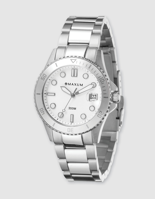Maxum - Liberty White Dial With Silver Tone Bracelet & Case