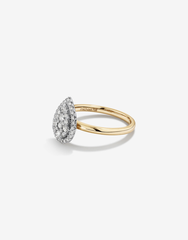Michael Hill - 0.50 Carat TW Pear Shaped Diamond Cluster Ring in 14kt Yellow & White Gold