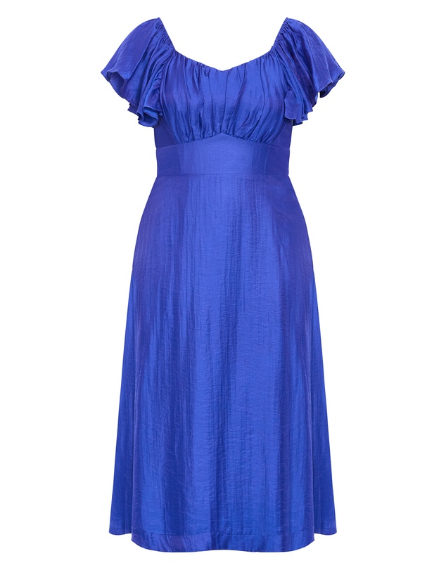 City Chic - Plus size Sherry Tie-Back Dress - cerulean