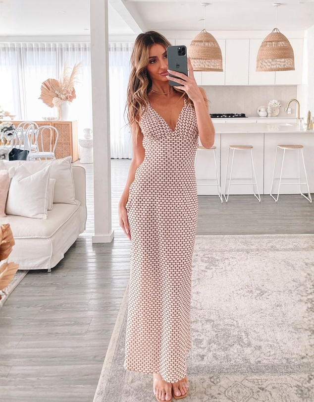 Esther & Co - Charlette Dress - Brown Print