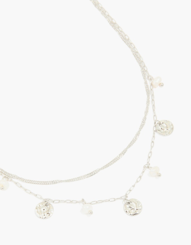 Lovisa - Waterproof Stainless Steel Pearl & Molten Pendant Chain Layered Necklace