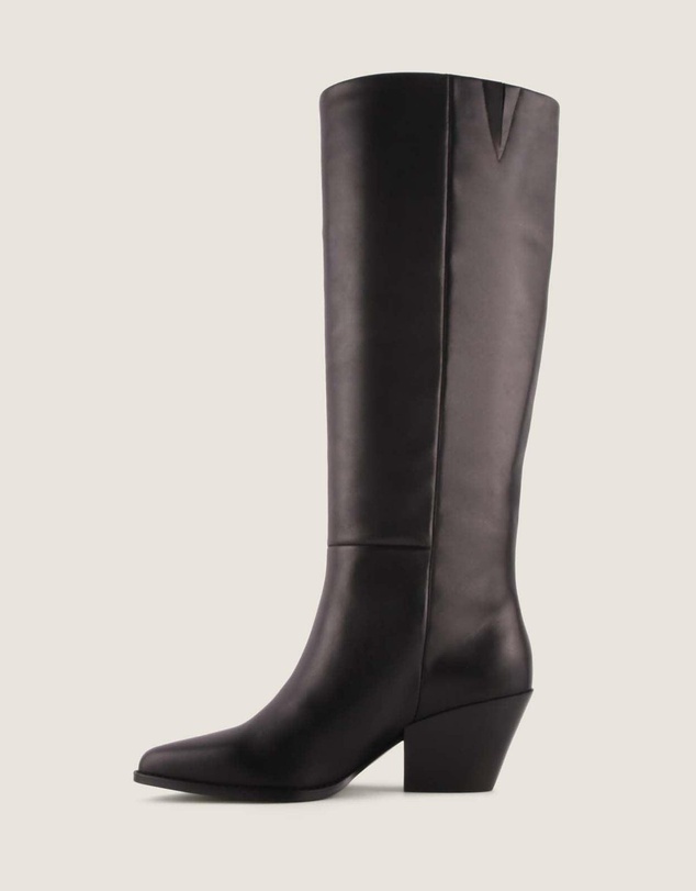 Shelly Shen - Flavia Heel Long Boots Black Leather