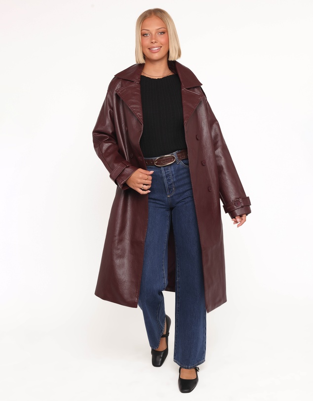 Petal & Pup - Vita Faux Leather Jacket - Burgundy