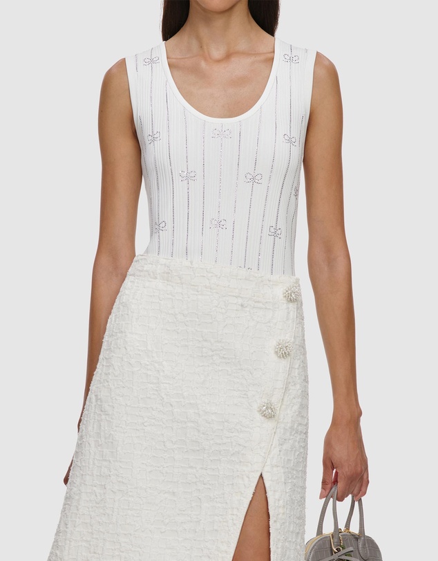 Self Portrait - Rhinestone Striped Knit Top