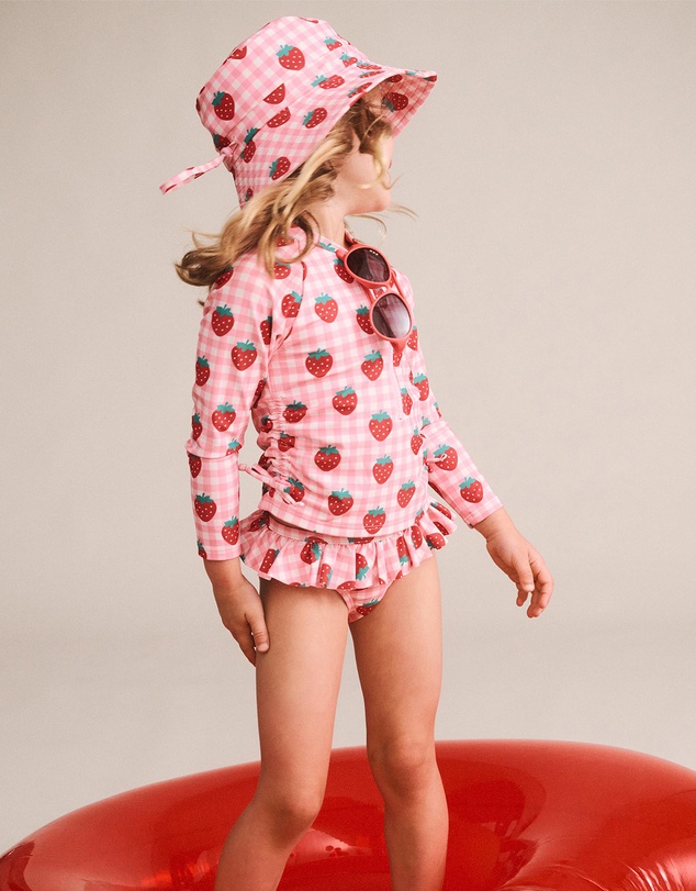 Huxbaby - 2-Piece Strawberry Check Swim Set - Babies-Teens