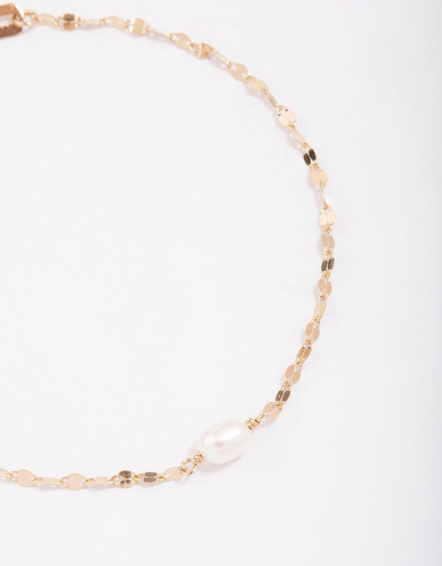 Lovisa - Gold Plated Sterling SIlver Freshwater Pearl Chain Bracelet
