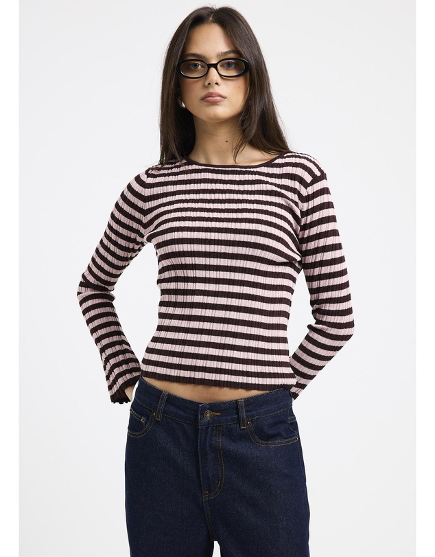 Subtitled - Holland Boat Neck Long Sleeve Knit Top