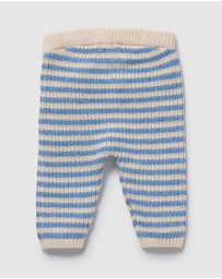 Wilson & Frenchy - Frosted Blue Organic Knitted Stripe Leggings - Babies