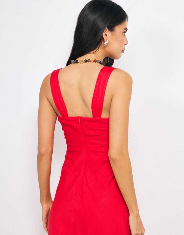 AERE - Emia Twist Front Linen Midi Dress