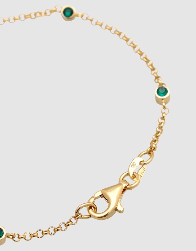 Elli Jewelry - Green Crystal Filigree Bracelet in Gold-Plated 925 Silver