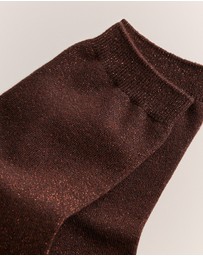 Trenery - Metallic Rib Crew Sock in Chocolate