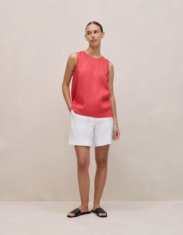 Trenery - Delave Linen Shell Tank in Crimson