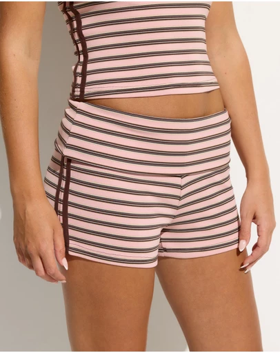Dazie - Mimi Low Rise Striped Jersey Shorts