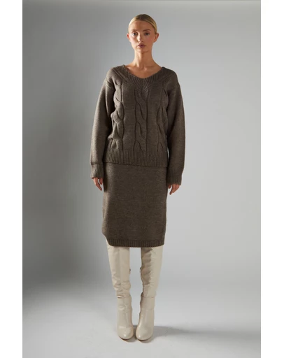 Glamorous - V-neck Cable Knit Jumper