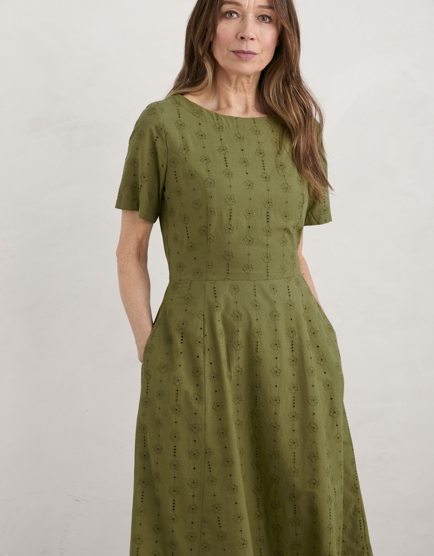 seasalt green dress Seasalt Green Check Midi Dress main image 1