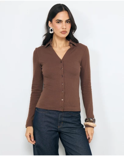 AERE - Tess Button Through Top