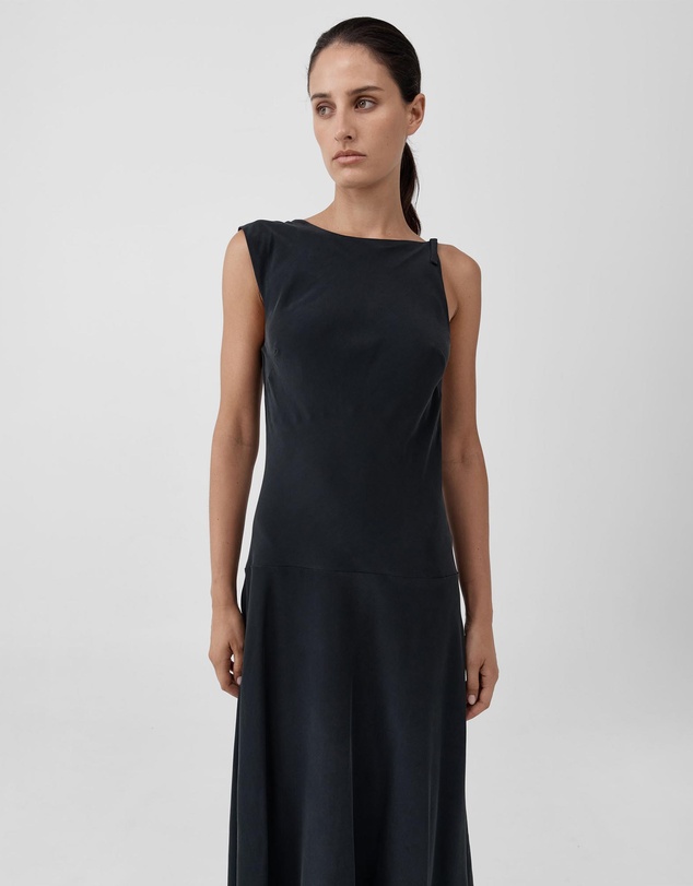 St. Agni - Silk Drape Back Midi Dress