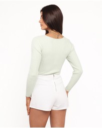 Petal & Pup - Demi Twist Detail Knit Top - Sage