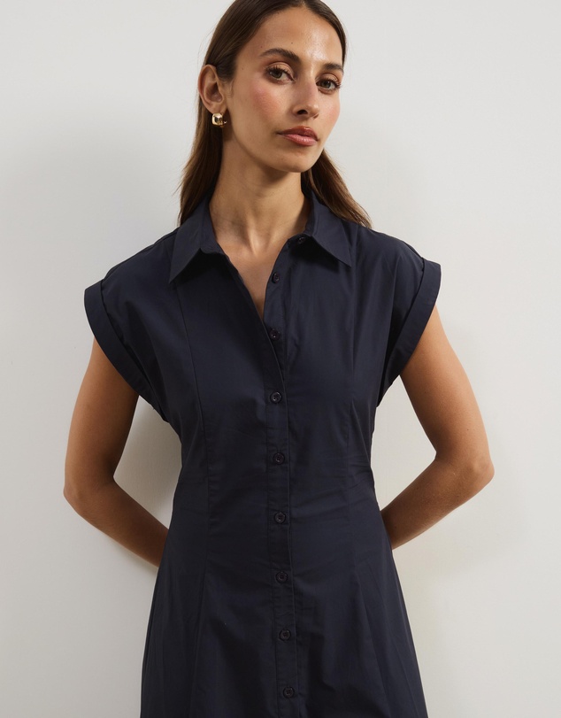 Atmos&Here - Clara Cotton Poplin Midi Shirt Dress