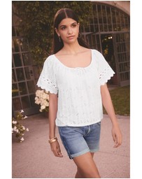 NEXT - Broderie Short Sleeve Ric Rac Top