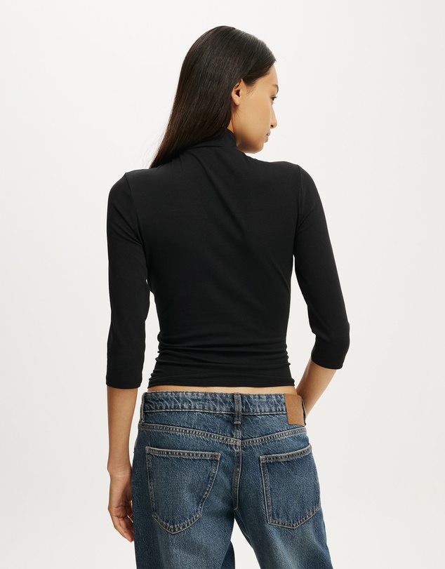 Cotton On - 90S Mock Neck 3/4 Sleeve