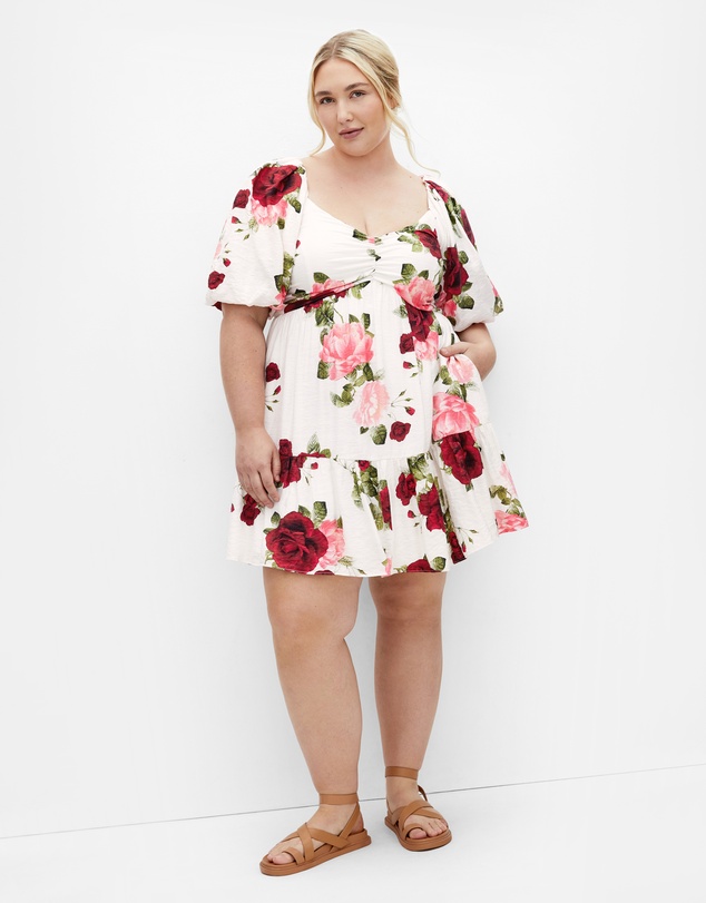 City Chic - Mindy Print Babydoll Mini Dress