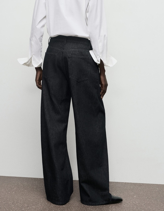 M.N.G - Wide-Leg Pleated Denim Trousers