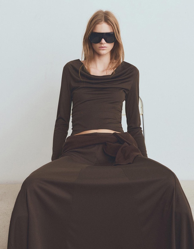 M.N.G - Fitted Top With Draped Neckline
