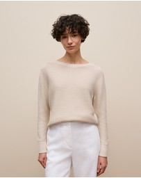 Trenery - Cotton Linen Boatneck Knit in Stone