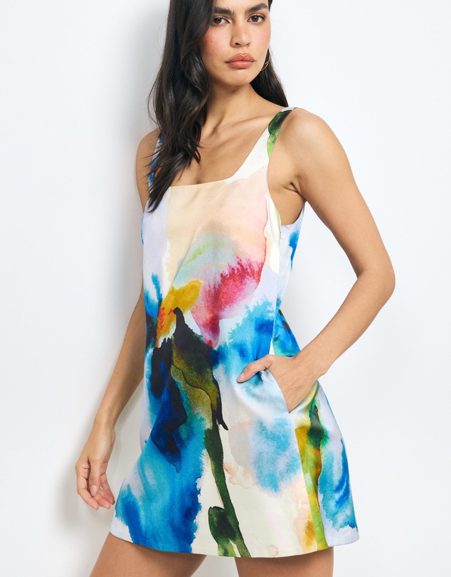 AERE - Anthea Structured Satin Mini Dress