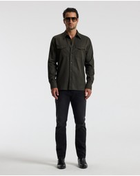 Calibre - Slim Washed Pocketed Shirt Khaki
